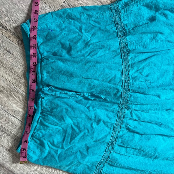 Blue maxi skirt tiered blue turquoise crochet striped tie waist flowy feminine - Picture 8 of 8